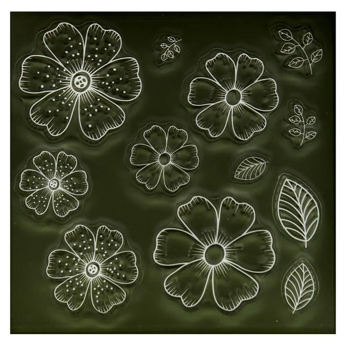 DDOUJOY Flowers Leaves Background Clear Silicone Stamps for Card Making