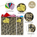 suosicn 8 Pack Black Embossed Metallic Polka Dot Paper Gift Bags with Handles