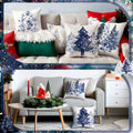 Mixweer Chinoiserie Christmas Tree Throw Pillow Covers 18x18 Blue 4 Pc