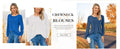 NALANISA Women's Pleated Crew Neck Puff Sleeve Top Blue Grey Size S