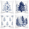 Mixweer Chinoiserie Christmas Tree Throw Pillow Covers 18x18 Blue 4 Pc