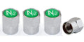 ACCRETION Chrome Brass Valve Stem Caps N2 Nitrogen Logo 4 pcs Red/Silver