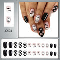 Halloween Press On Nails Short Square Ghost Pumpkin Bat Black Nails