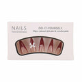 Red French Press On Nails Almond Medium Glossy Bow Pearl 24 Pcs
