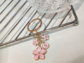 AYYSHULAN Pink Cute Enamel Flower Initial Letter Bag Charm Keychain D Free Size
