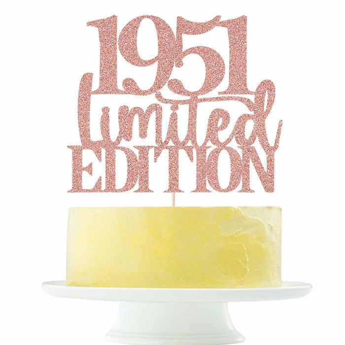 Yetxel Limited EDITION 1951 75th Birthday Cake Topper Rose Gold Glitter
