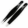 Sharp Pointy Eyebrow Tweezers Set Precision Slanted Black Facial Hair Tool