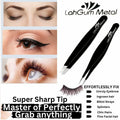 Sharp Pointy Eyebrow Tweezers Set Precision Slanted Black Facial Hair Tool