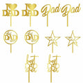 Yetxel Gold Flash Acrylic Happy Birthday Dad Cake Topper Set of 10