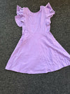 Dutebare Toddler Ruffle Trim A-line Belted Dress Light Purple Size 5T
