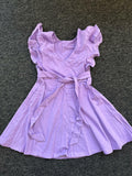 Dutebare Toddler Ruffle Trim A-line Belted Dress Light Purple Size 5T