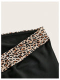 BEAUDRM Women's Leopard Crop Tube Top Strapless Sleeveless Black Size L
