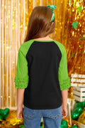 BesserBay Kids St. Patrick's Lucky Rainbow Shamrock Ruffle Shirt Size 1-2 Years
