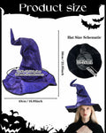 RENEMEGO Purple Witch Hat Ruched Halloween Costume Adult Cosplay LARP