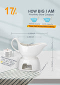 Nucookery Large 17 Oz Porcelain Gravy Boat with Warmer White