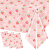 HAKOTI 3 Pack Strawberry Tablecloth Berry Theme Birthday Party Decor