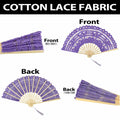 TopTie Dark Blue Lace Folding Fan Bamboo Hand Fan with Tassel