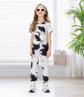 Hvididan Girls Tie Dye Twist Front Top & Sweatpants Set Black White Size 9-10Y