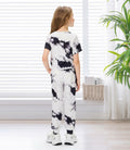 Hvididan Girls Tie Dye Twist Front Top & Sweatpants Set Black White Size 9-10Y