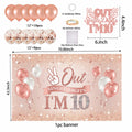 Holkcog Happy 10th Birthday Decorations Girl Rose Gold Banner Party Supplies