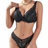 Lace Lingerie Set T-Shirt Bra Carbon Silver Print Bandeau Bra Black Size L