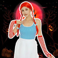 POEWAUVE Women Halloween Fast Food Costume Set Wig Apron Socks Gloves