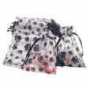 SHYRABBIT Paw Print Organza Drawstring Bags 8x12in White 10pcs
