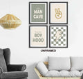 AEHIE Little Man Cave Retro Checkered Lightning Peace Sign 8x10in 4pcs Green