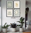 AEHIE Little Man Cave Retro Checkered Lightning Peace Sign 8x10in 4pcs Green