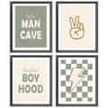 AEHIE Little Man Cave Retro Checkered Lightning Peace Sign 8x10in 4pcs Green