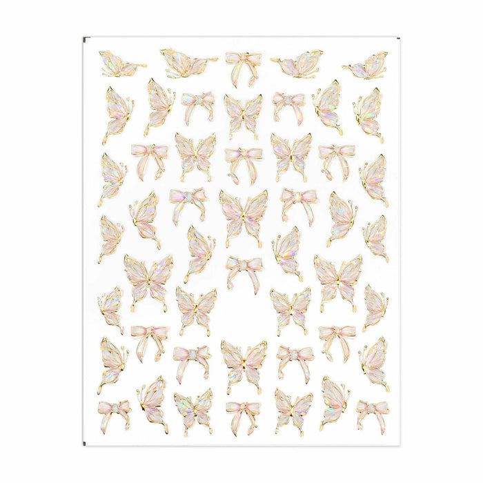 Prasacco Butterfly Nail Stickers 5D Embossed Gold Shell Nail Art Decals