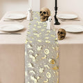 Sioloc Halloween Table Runner Gold Foil Witch Bat Pumpkin Sheer Polyester