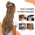 challeam Invisible Transparent Wire Hair Extensions Wavy Curly Long Synthetic