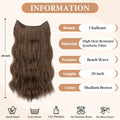 challeam Invisible Transparent Wire Hair Extensions Wavy Curly Long Synthetic