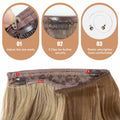 challeam Invisible Transparent Wire Hair Extensions Wavy Curly Long Synthetic