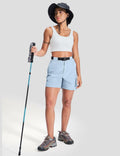 Haimont Womens Hiking Shorts 5" Zipper Pockets Quick Dry Light Blue Size M