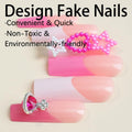 YEFIUO Pink Press On Nails 24 Pcs Long Square Full Cover Acrylic Set