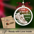 Hangwoous Marathon Runner Wooden Ornament 2 Layer Christmas Tree Sport