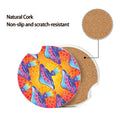 HOMETRIP Absorbent Ceramic Car Coasters Cork Back 2.56'' Sea Turtle 2pcs