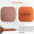 Toromp 2x2 Inch Soft Touch Sanding Pads 27 Pack Orange 320-3500 Grit