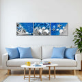 FuShvre Beach Canvas Wall Art Sea Shell Pictures Blue 12x16 3pcs Coastal