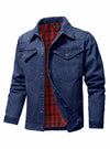 KAVIANA Men's Denim Jacket Flannel Lined Snap Closure Navy Blue Size XX-L