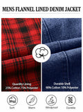 KAVIANA Men's Denim Jacket Flannel Lined Snap Closure Navy Blue Size XX-L
