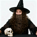 UQJE Long Curly Brown Wizard Beard Adult Cosplay Halloween One Size