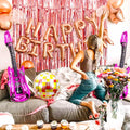 GallaRato 31 PCS Singer Birthday Balloons Decorations Rose Gold Pink Silver