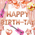 GallaRato 31 PCS Singer Birthday Balloons Decorations Rose Gold Pink Silver