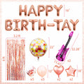 GallaRato 31 PCS Singer Birthday Balloons Decorations Rose Gold Pink Silver