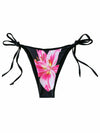 Verdusa Women's Boho Floral Thong Bikini Bottom Tie Side Black Size S