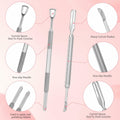 BOMOQING Cuticle Pusher 2PCS & 60 Nail Sand Polishing Tablets Silver Kit