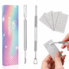 BOMOQING Cuticle Pusher 2PCS & 60 Nail Sand Polishing Tablets Silver Kit